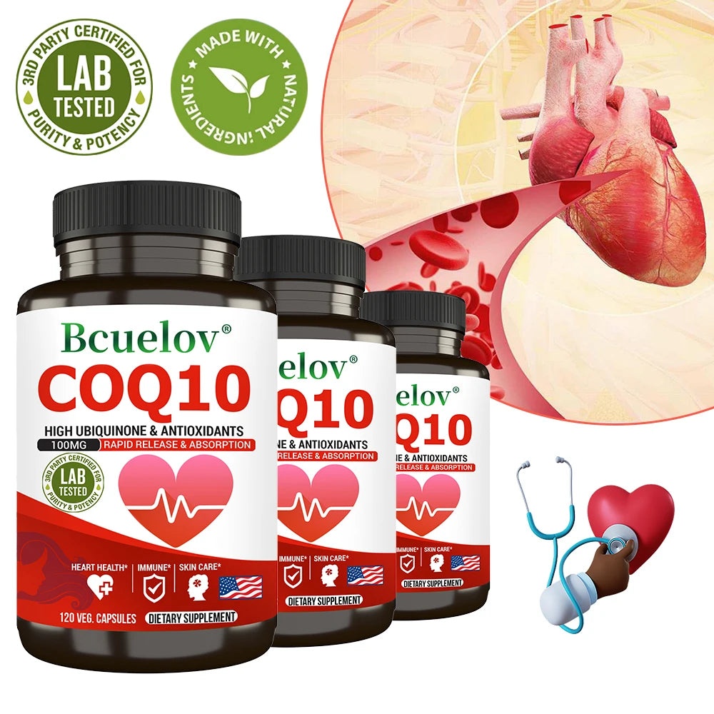 CoQ10 Coenzyme Q10 100mg Supplement - Rapid Release Fast Absorption- Immune Heart Energy Antioxidant (120caps)
