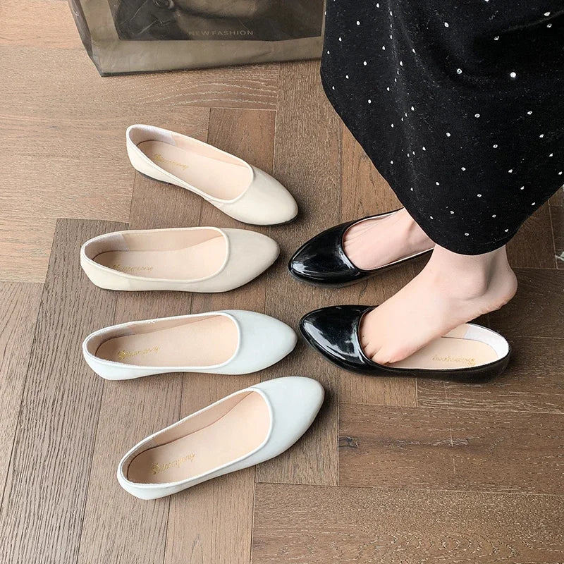 Women's Formal Uniform Shoes Spring Autumn Black Versatile Flat Shoes Women Causal Loafers Non-slip Ladies Ballet Leather Shoes