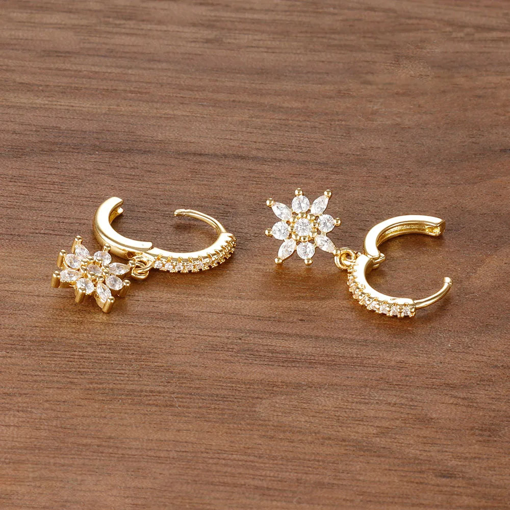 Luxury Stainless Steel Star Dangle Earrings For Women Sparkling Zircons Geometric Ear Piercing Earring Fashion Jewelry aretes
