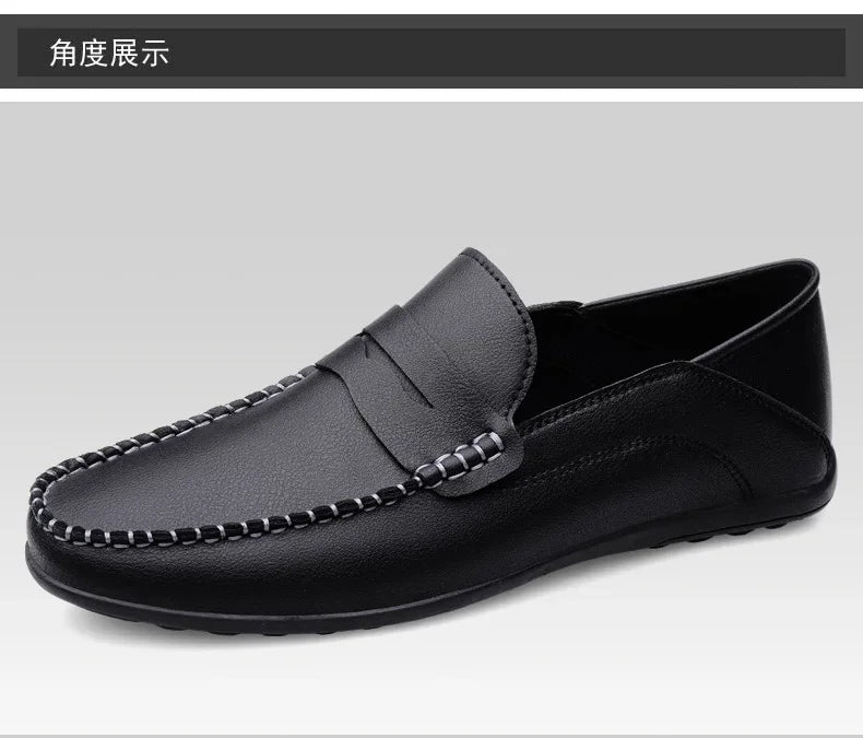 Summer new men's casual leather shoes spot 2024 cross-border large size trend fashion soft bean shoes low-top men's shoes