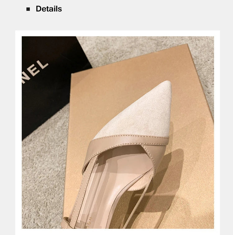 Women Sexy Chunky Heel Shoes Women Summer Pointed Toe Dress Slippers Designer 2025 New Party Pumps Walking Femme Zapatos Slides