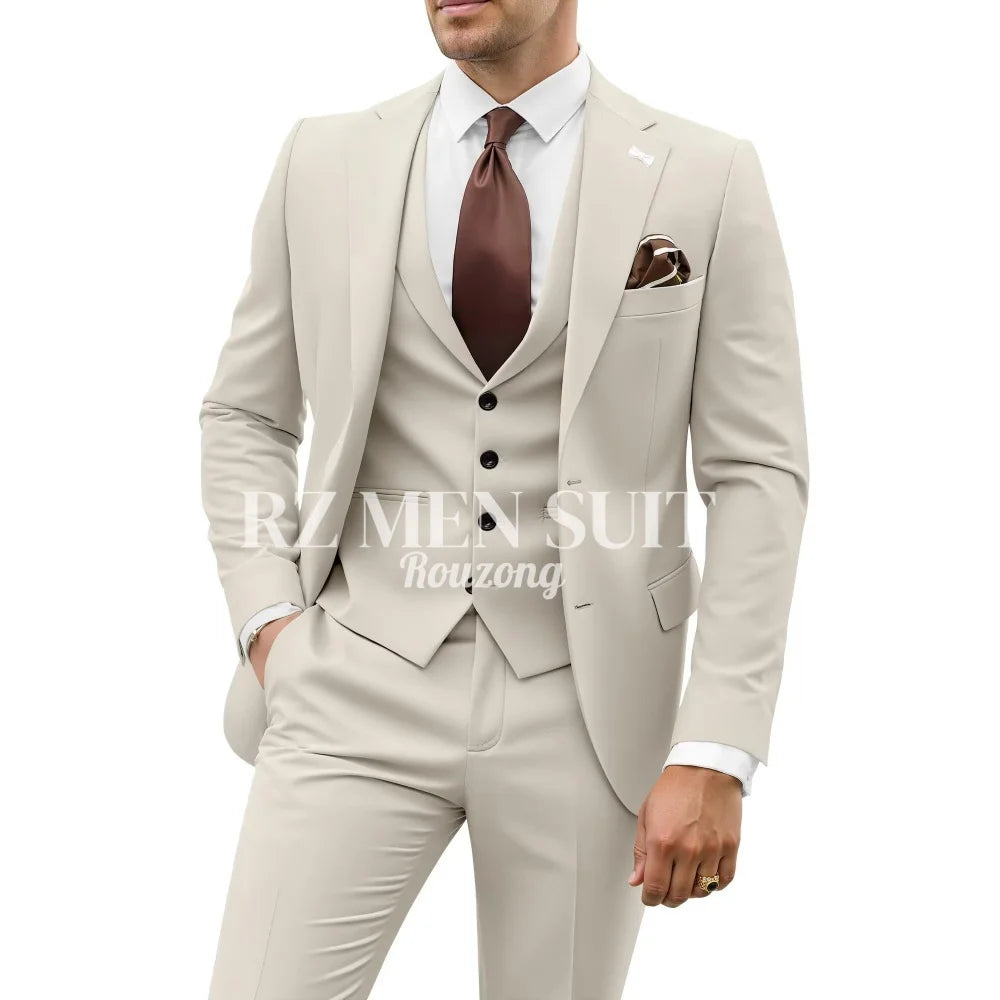 Mens Suit 3 Piece Suits for Men Slim Fit Wedding Groom Suit Men Blazer Vest Pant Suits for Prom Business Formal costumes hommes