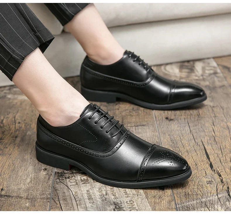Luxury Men Dress Shoes Fashion Casual Business Shoes Retro Party Banquet Shoes for Men Carved Lace-up Brogue Wedding Shoe Size48