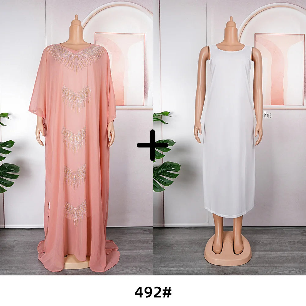 Abayas For Women Dubai Luxury Chiffon Boubou Muslim Fashion Dress Caftan Marocain Wedding Party Dresses Robe Djellaba Femme 2025
