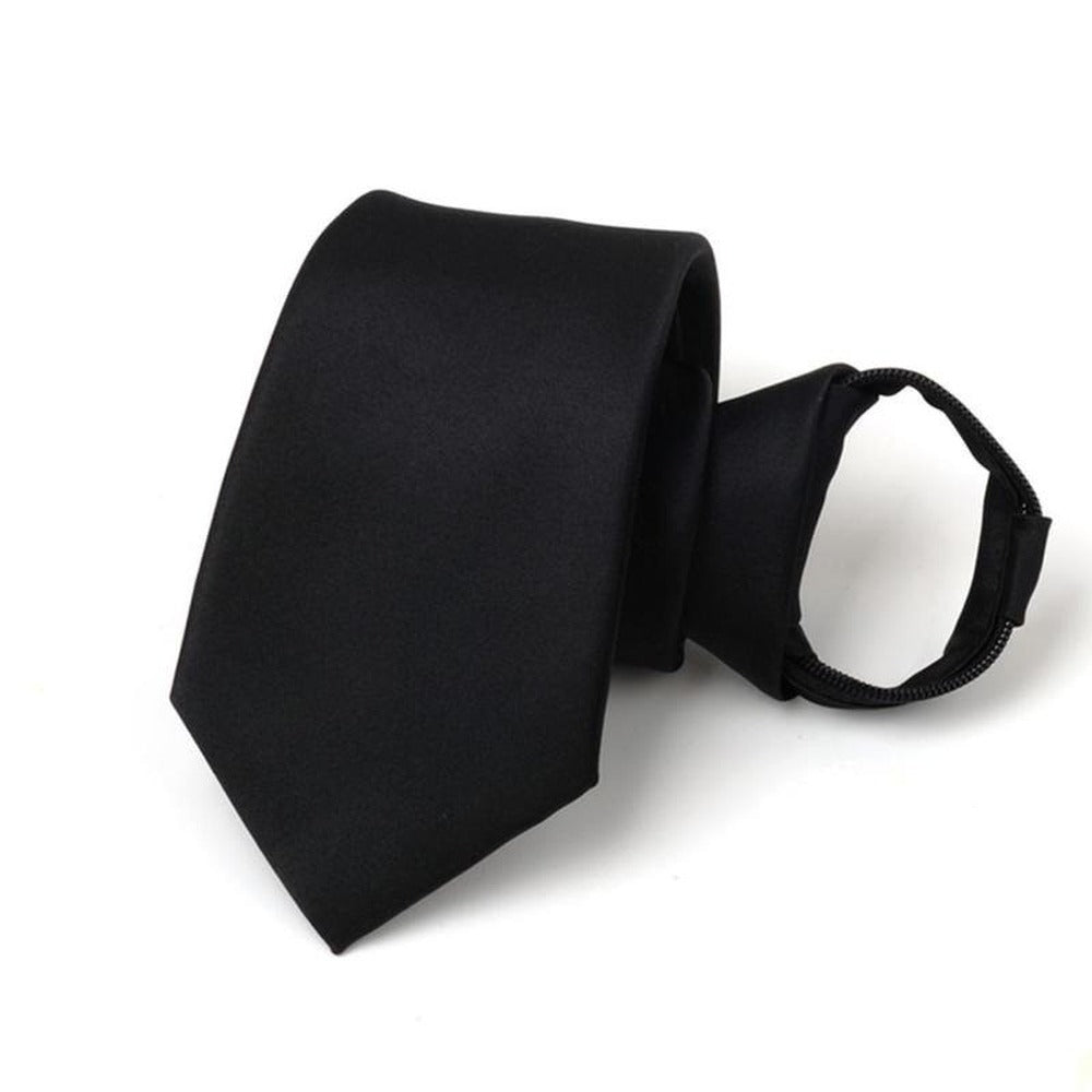 Black Simple Clip on Tie Security Tie Doorman Steward Matte Funeral Tie for Men Women Students