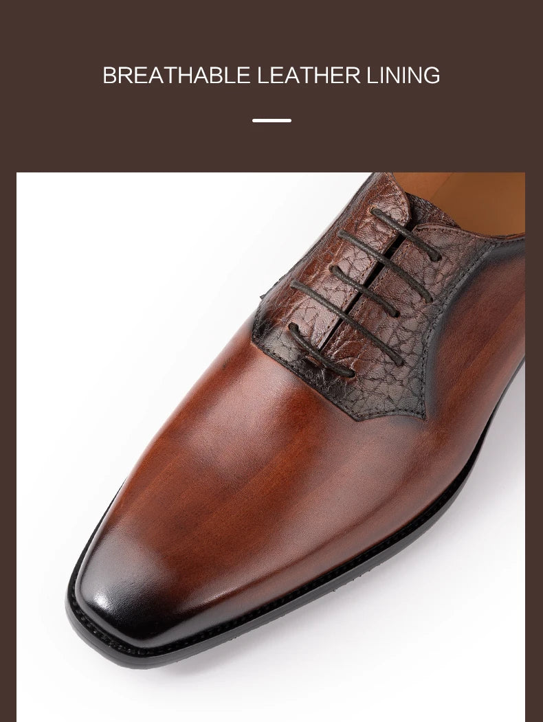 Luxury Mens Oxford Genuine Leather Shoes Business Office Men Wedding Formal Lace Up Dress Shoes