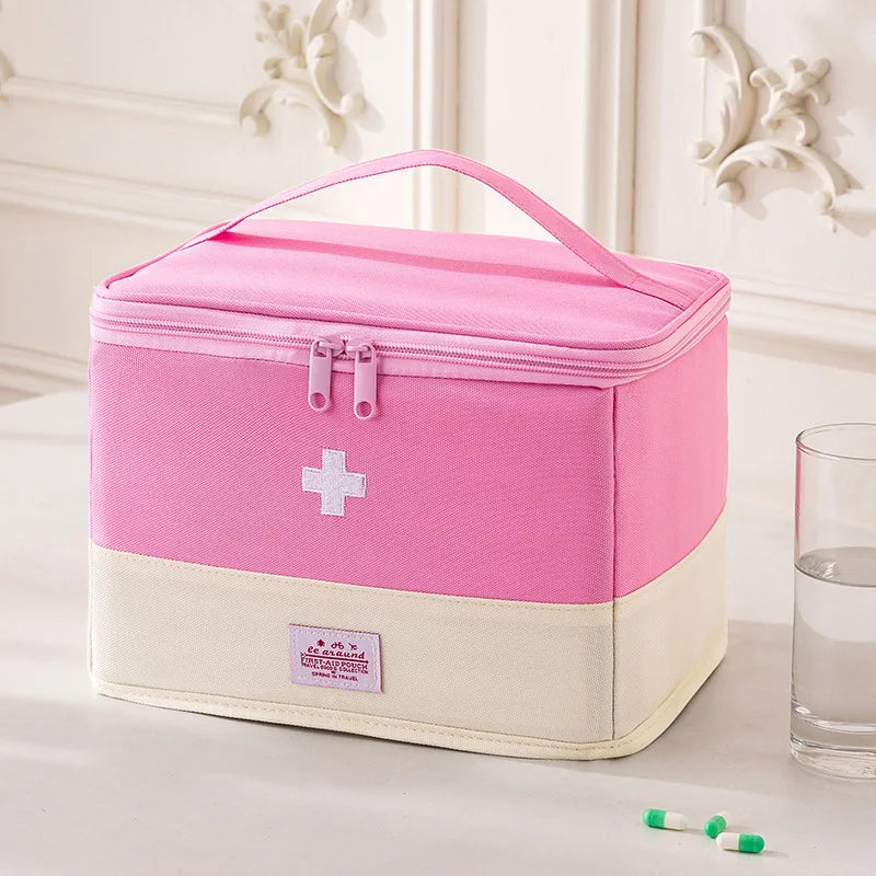 Medicine Organizer Bag for Family - Large Capacity Portable Drug Storage Pouch, First Aid Kit for Home & Travel Use