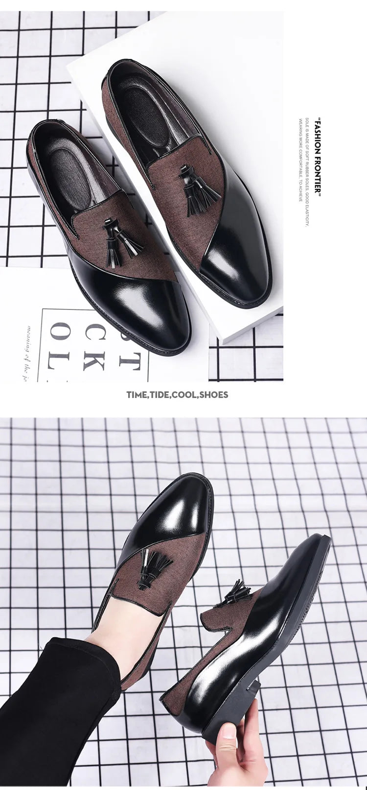 Mens Dress Shoes 2026 New Casual Leather Shoes Men Business Dress Leather Shoes Trend Versatile  Loafers  Pointed Toe Slip-On