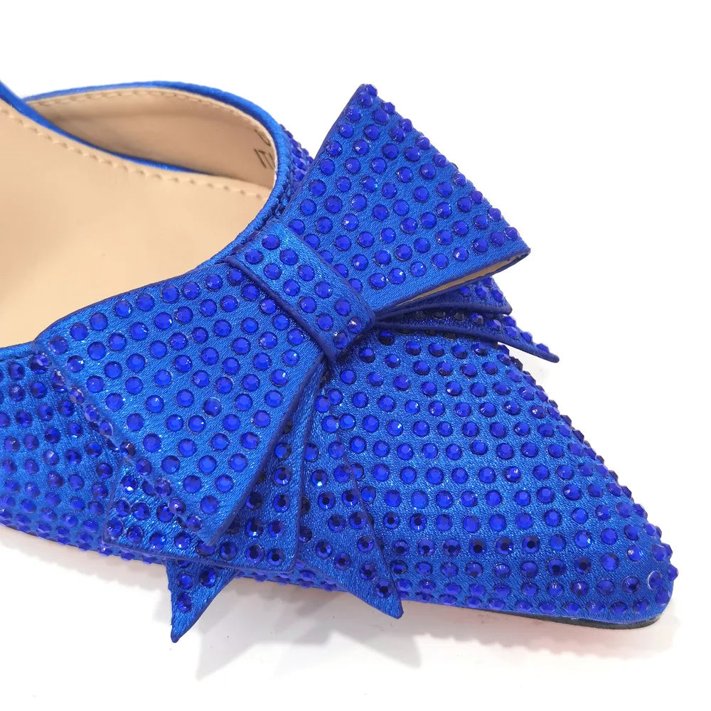 2022 Fashion Womens Dress Shoes Open Toe Ladies Sandals with Heels Latest African Women Wedding Shoes Decorated with Rhinestone