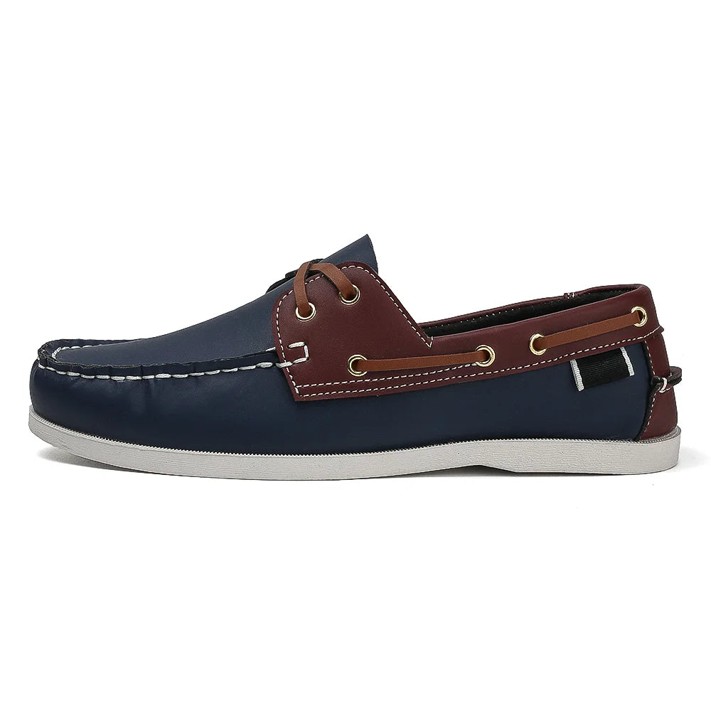Men's Trendy Apron Toe Loafer Shoes, Slip On Comfy Non Slip For Outdoor Walking Traveling, Spring And Summer