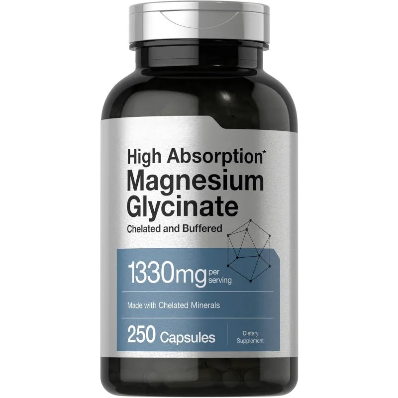 Magnesium Glycinate 1330mg (Elemental Magnesium) 250 Capsules Chelated Buffered Minerals Non-GMO Gluten Free Dietary Supplement