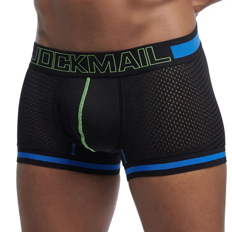 JOCKMAIL Men Underwear Boxes Mesh Quick Drying Ice Silk Breathable Youth Fashion Calzoncillos Sexy Am Gosteren Killer Sansursuz