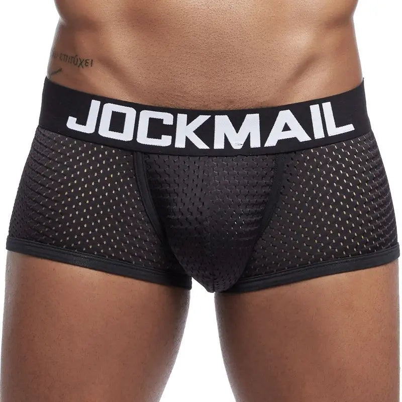 JOCKMAIL Men Underwear Boxes Mesh Quick Drying Ice Silk Breathable Youth Fashion Calzoncillos Sexy Am Gosteren Killer Sansursuz