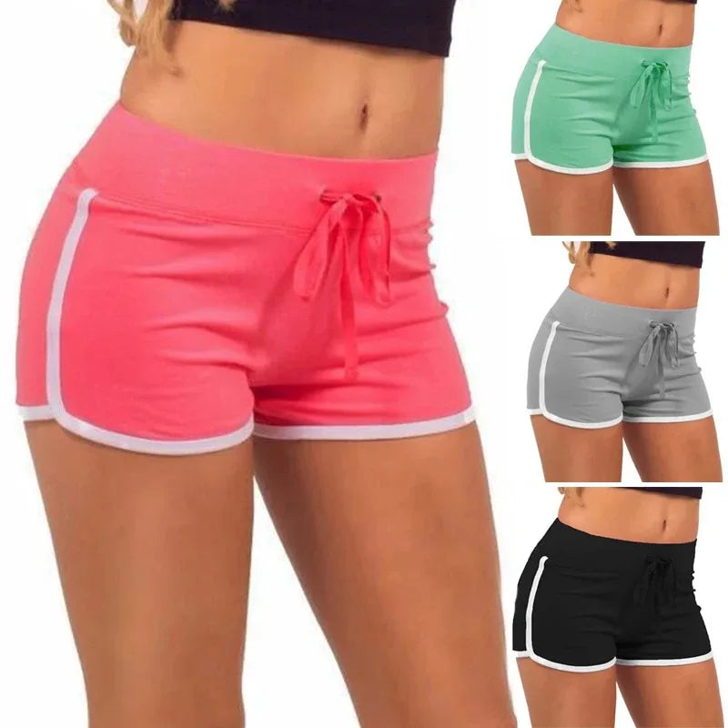 Women's Sports Shorts, Cotton Drawstring Shorts, Stretch Elasticated Waistband Shorts, Casual, Beach, Yoga, Running, Summer