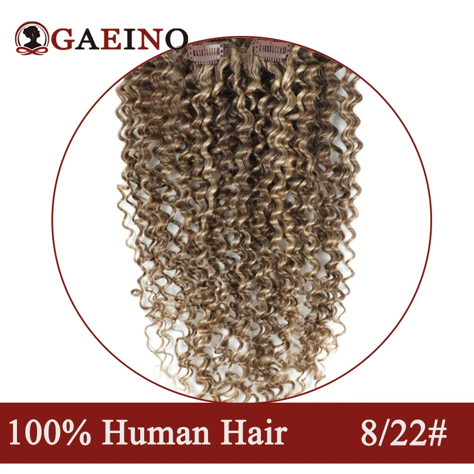140-160 Grams Kinky Curly Clip In Hair Extensions Human Hair 100% Remy 10Pcs/Set Chestnut Brown & Bronzed Blonde Mix Full Head