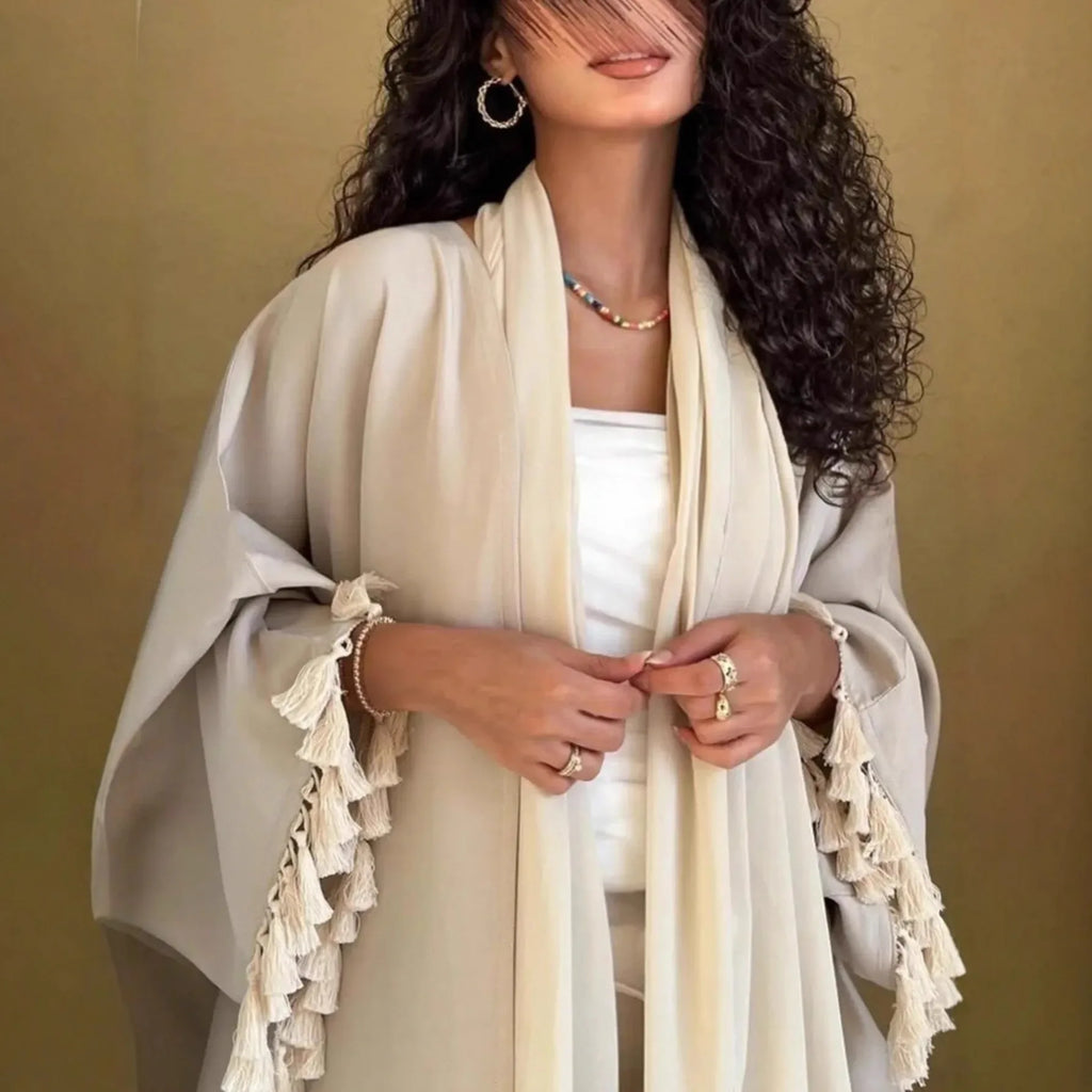 Dubai Abbayas for Women Muslim Dress Open Abayas Fringed Kimono Cardigan Caftan Marocain Femme Robe Dubai Abayo Islamic Clothing