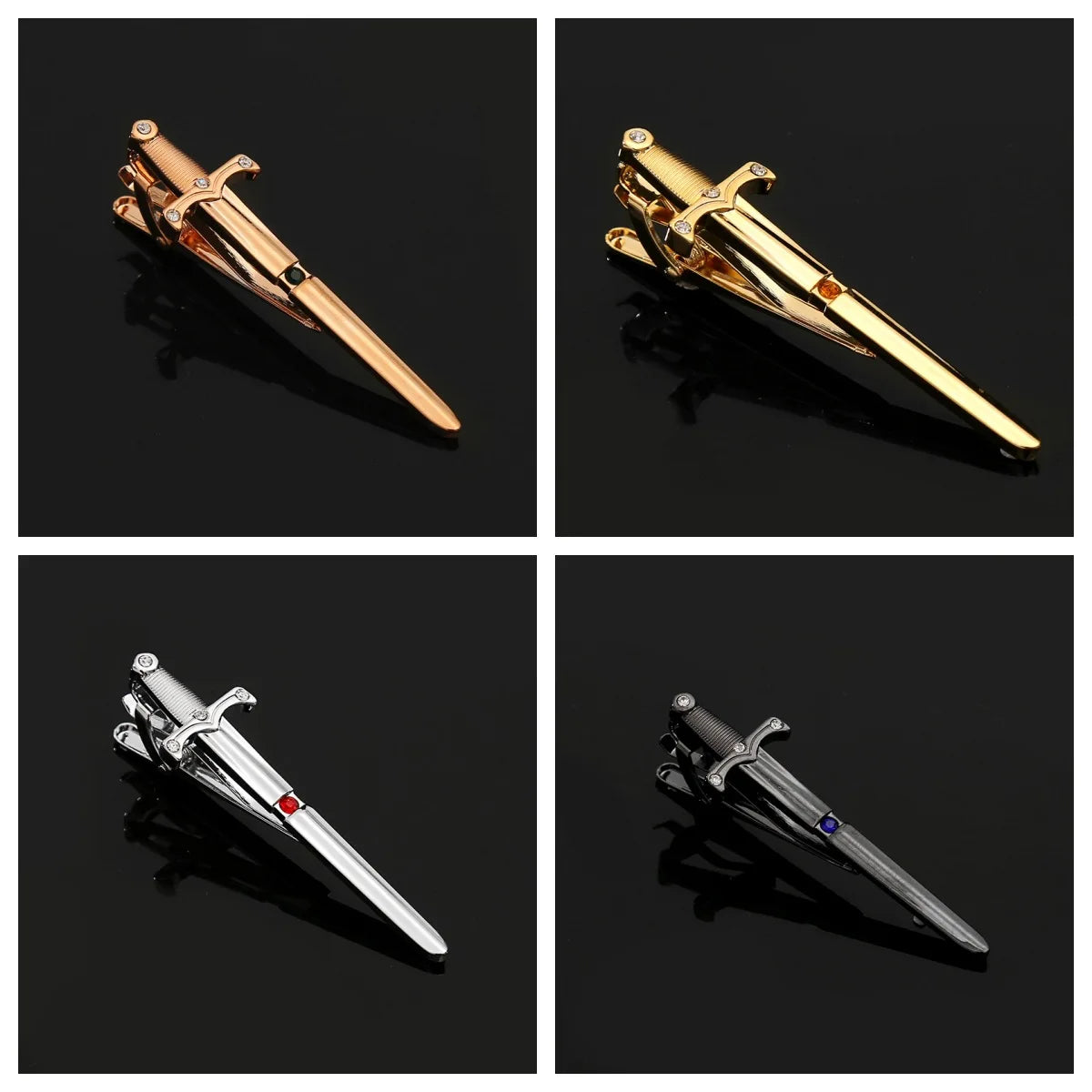 Personalized Tie Clip Sword Men's Metal Tie Trend Tie Clip Dress Simple Fashion Gold Band Diamond Business