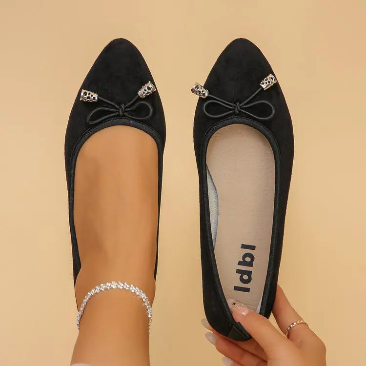Women's Elegant Pointed Toe Ballet Flats with Bowknot Decor Slip-On Dress Shoes for Office Wedding Party Daily Casual Footwear