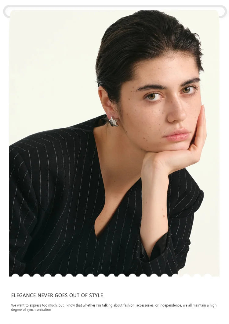 NiNice Arrivals Stainless Steel Metal Hammer Chunky Star Stud Earrings Simple Trendy Daily Women Jewelry Wholesale Gift