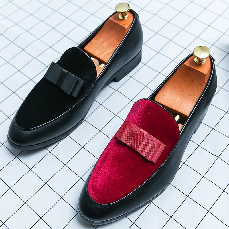 Fashion Wedding Shoes For Men Dress Casual Business Leather Shoes Male Classic Formal Bow Office Social Party Shoes Man Loafers