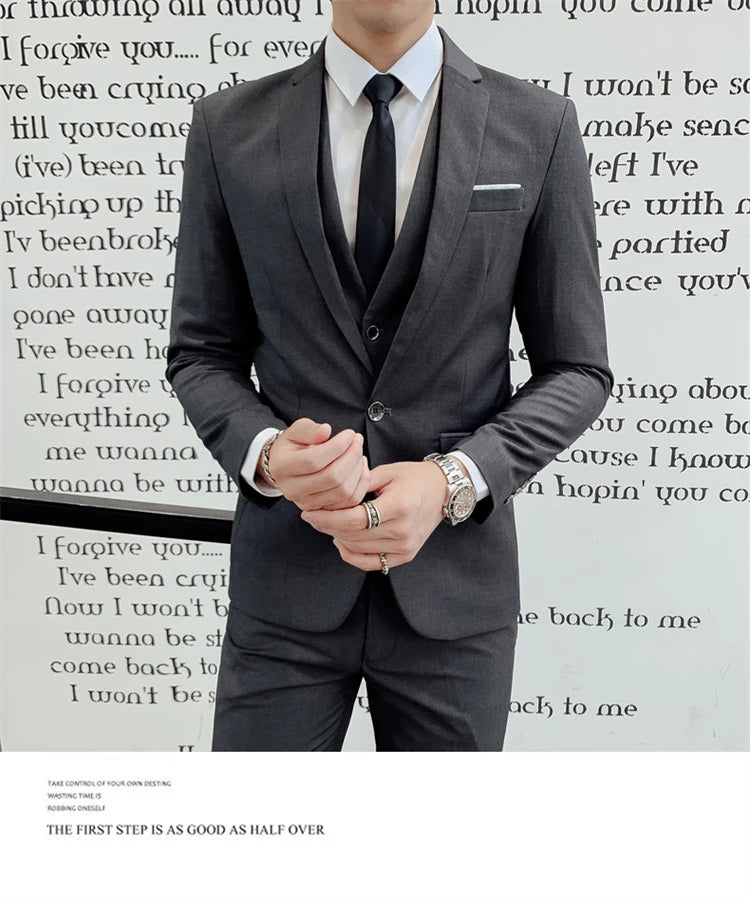 Suits for Men - 3 Pieces - New Fabrics - Fashionable Business Gentleman - Slim Fit - Wedding  Professional Business Formal Dress