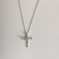 Luxury Exquisite Inlaid Full Zircon 925 Sterling Silver Cross Necklace for Women Girls Collarbone Chain Jewelry Accessories Gift