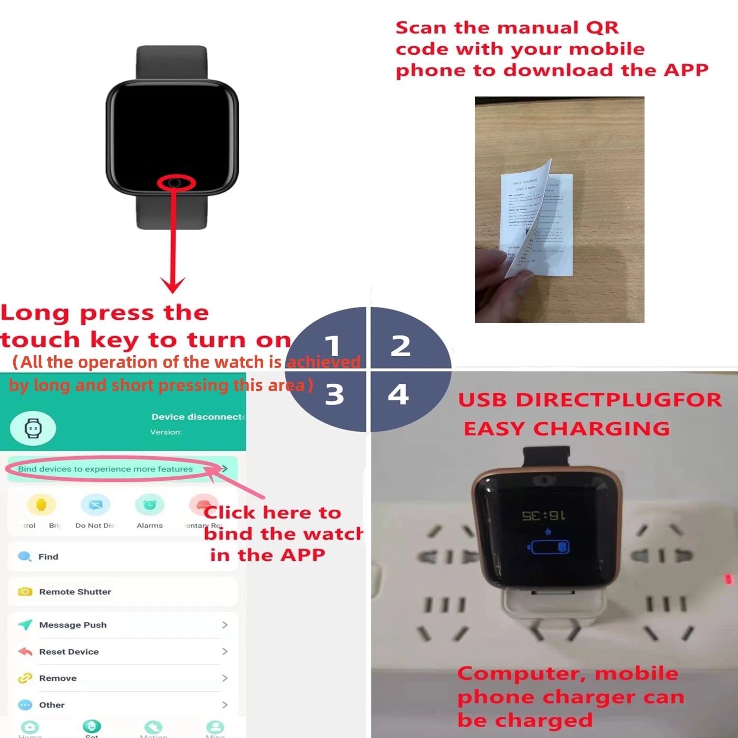 Sport Smart Watches Color Screen Life Waterproof Bluetooth Fitness Bracelet With Health Blood Pressure Heart Rate Sleep Monitor