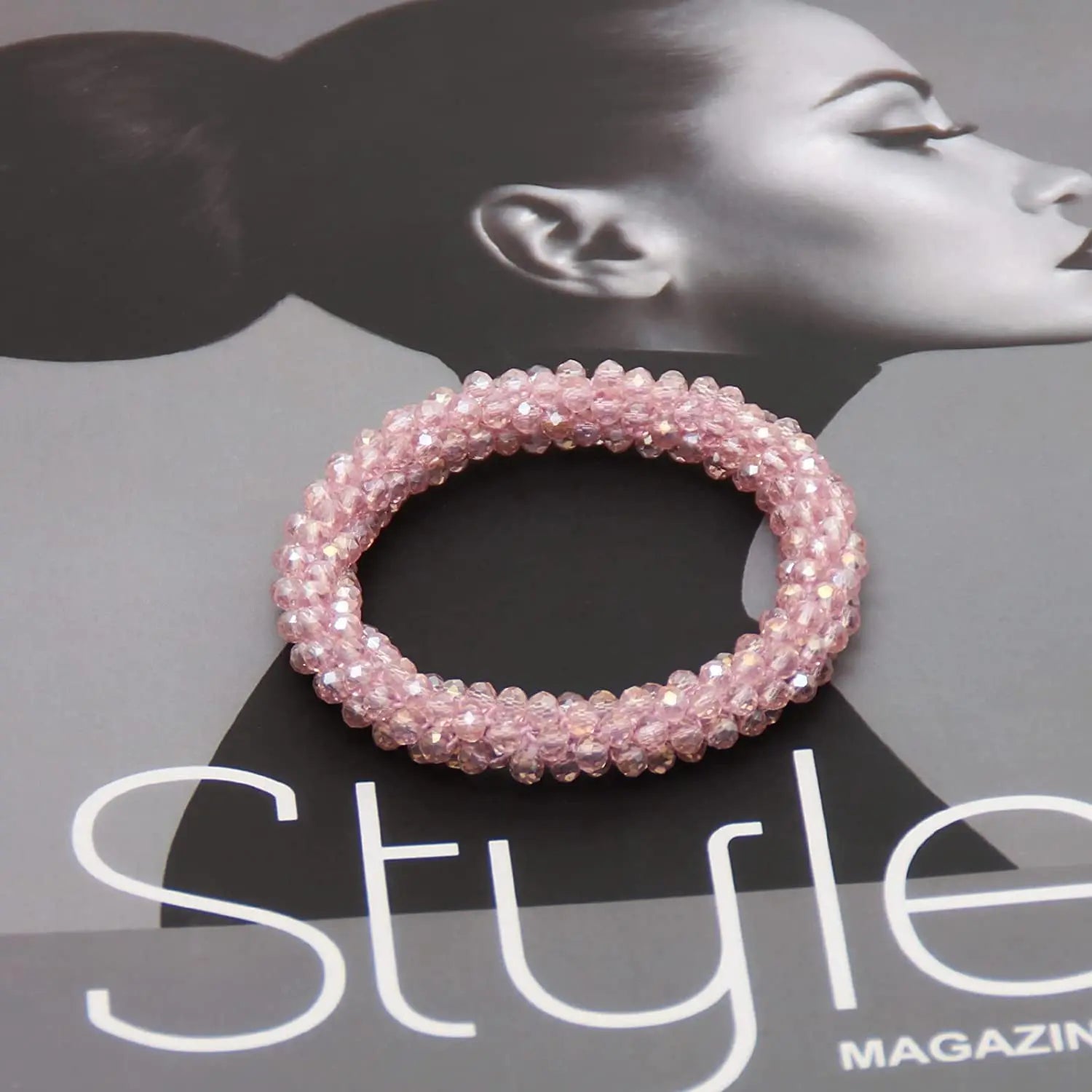 Crystal Beads Hair Ties for Women Vintage Ponytail Scrunchies Elastic Hair Bands Glass Beaded Rubber Hair Rope Accessories