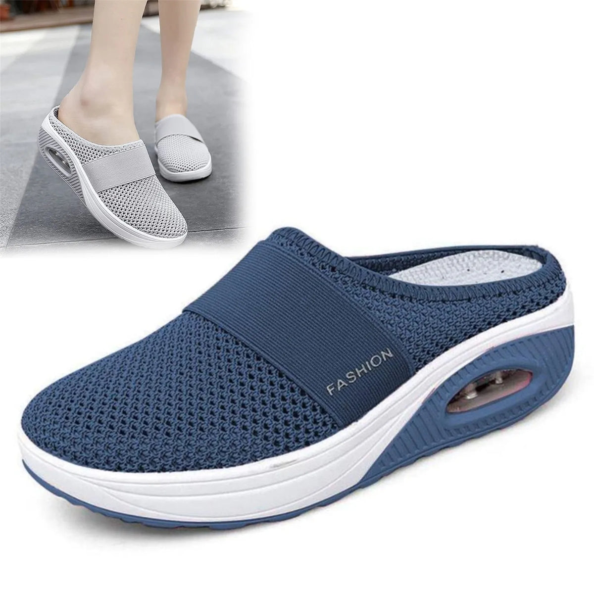 Women Air Cushion Slip On Walking Shoes Breathable Knit Sneakers Lightweight Comfortable Casual Shoes Walking Footwear