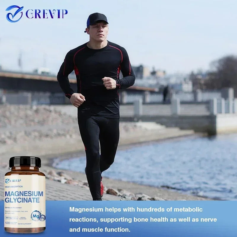Magnesium Glycinate 200mg - Helps with Stress, Muscle, Sleep, Joints, Bones, Immune and Cardiovascular Health