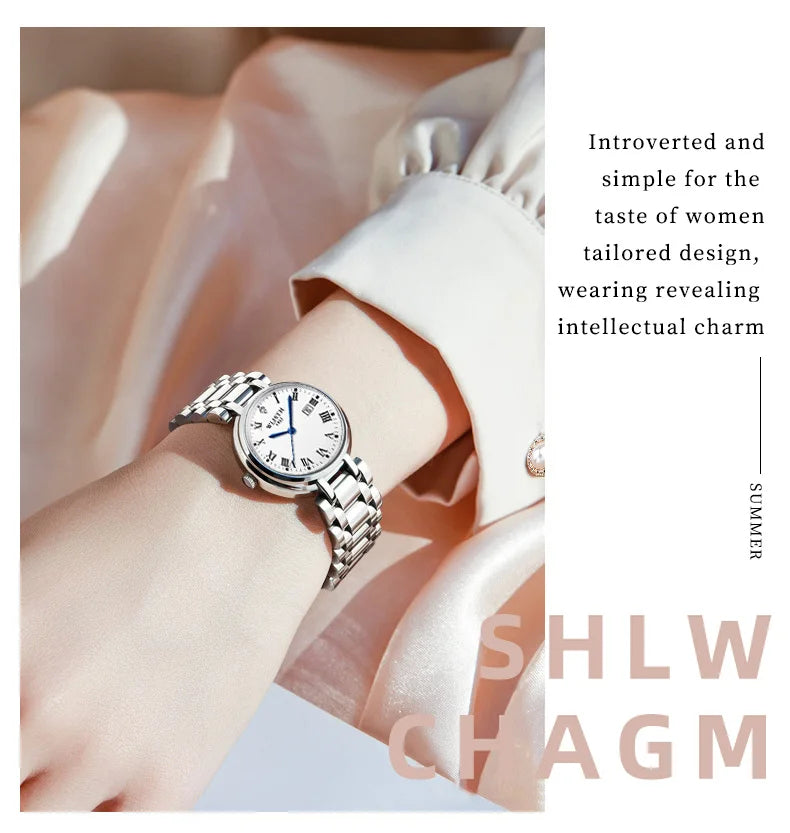 Watches for Women Stainless Steel Modern Hand Clock Female Gifts Luminous Waterproof Ladies Wristwatches for Women Montre Femme