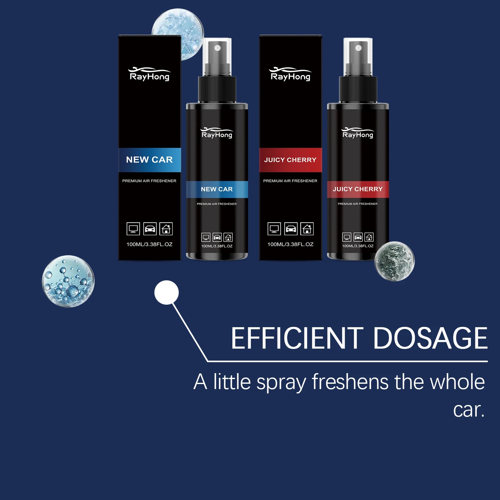 Car Air Freshener Odor Eliminator Auto Interior Spray Long Lasting Cherry Scent Automotive Fragrance Deodorizer Fresh Refresher