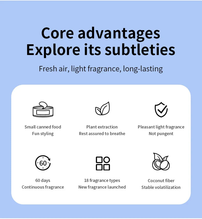 Car air fresh, solid aromatherapy, no additives, canned, essential for eliminating  odors, long-lasting fragrance, household use
