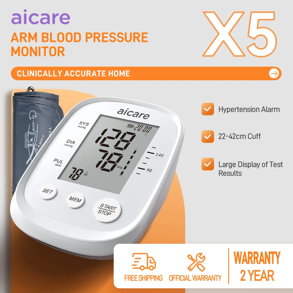 Automatic Digital Blood Pressure Monitor Medical Upper Arm 22-42cm Large Cuff Blood Pressure Meter for Home Use Health Care