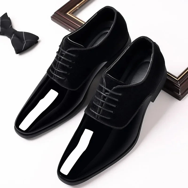 New Oxford Shoes Men's Pointed Toe Dress Shoes Luxury Lacquer Wedding Shoes Classic Derby Shoes 2024 Leather Shoes Size 39-48
