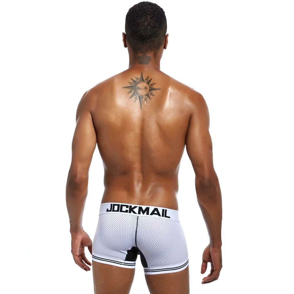 JOCKMAIL Men Underwear Boxes Mesh Quick Drying Ice Silk Breathable Youth Fashion Calzoncillos Sexy Am Gosteren Killer Sansursuz