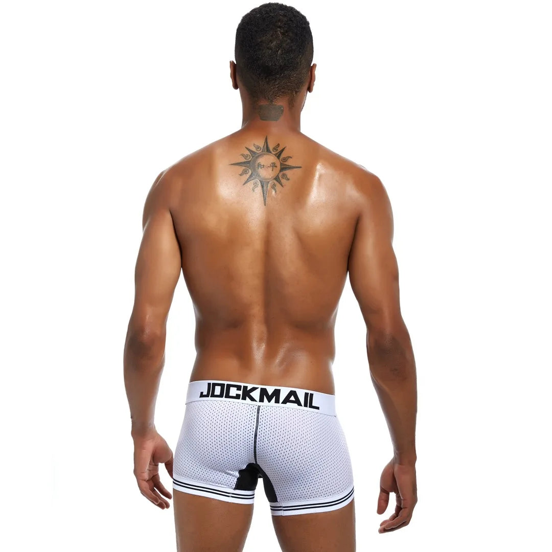 JOCKMAIL Men Underwear Boxes Mesh Quick Drying Ice Silk Breathable Youth Fashion Calzoncillos Sexy Am Gosteren Killer Sansursuz