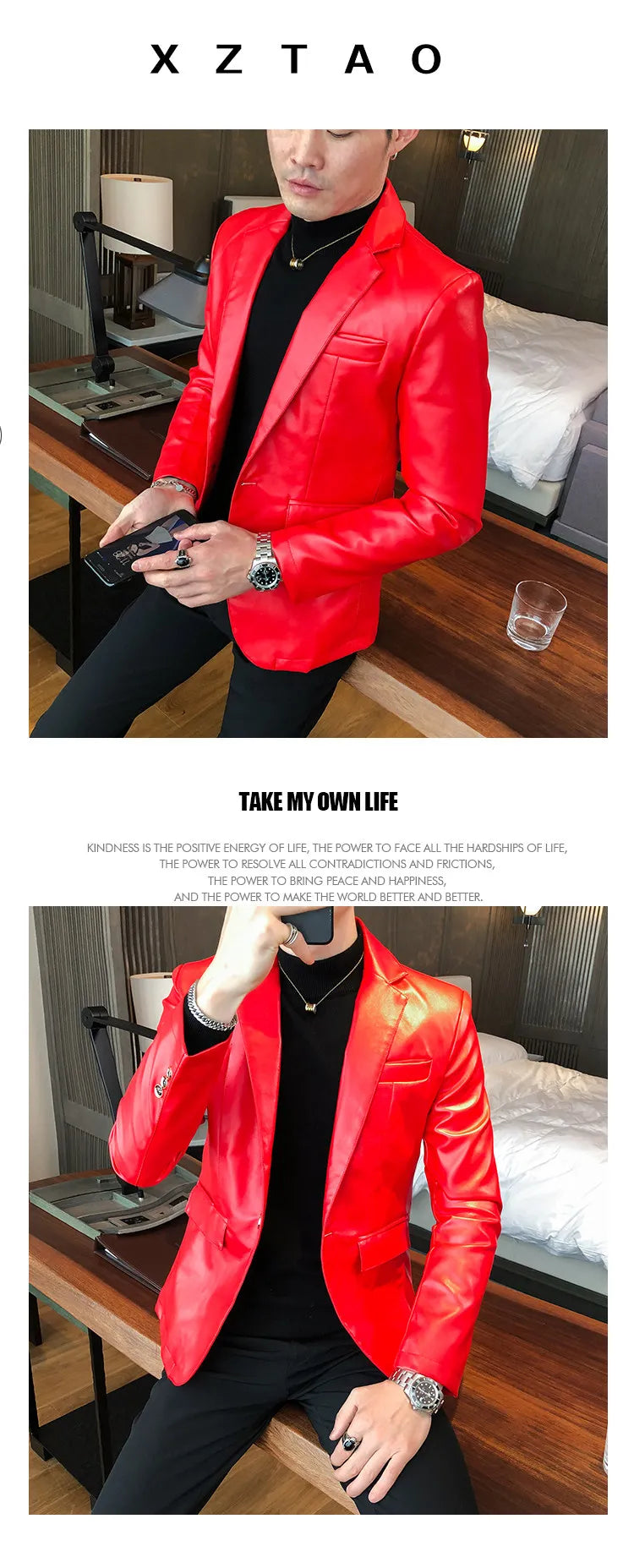 Men Casual Black White Suit Leather Jacket /Men Solid Color Business Suit Collar PU Blazers Dress Coat Fashion /New Men Clothing