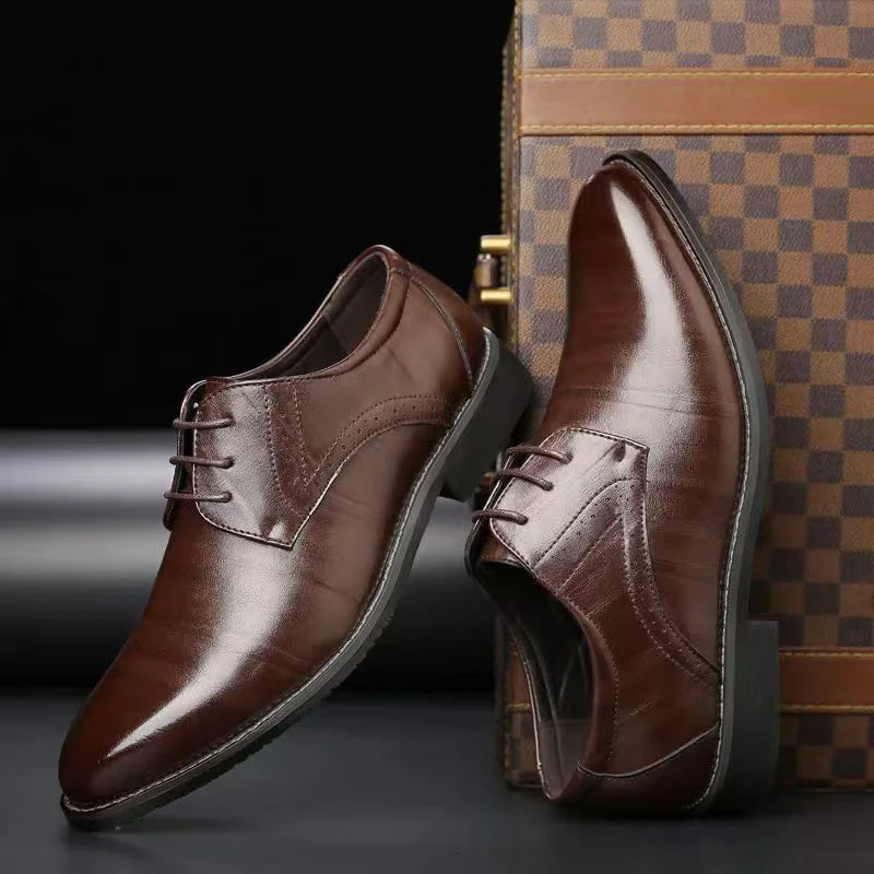 Men Dressing Shoes Formal for Men's Casual Shoe Leather Social Wedding Designer Pointed Toe Black Office Winter Shoes