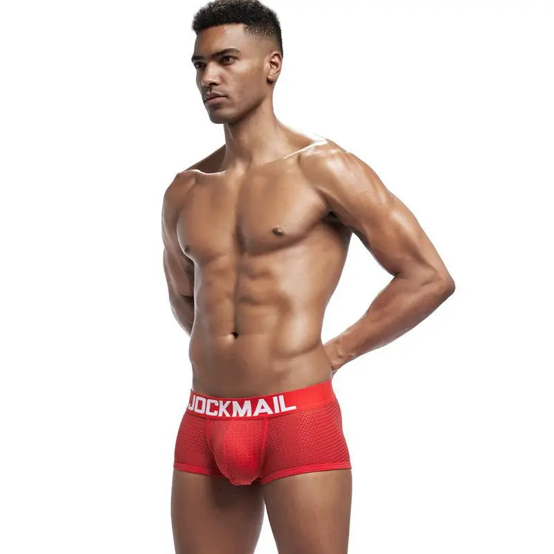 JOCKMAIL Men Underwear Boxes Mesh Quick Drying Ice Silk Breathable Youth Fashion Calzoncillos Sexy Am Gosteren Killer Sansursuz