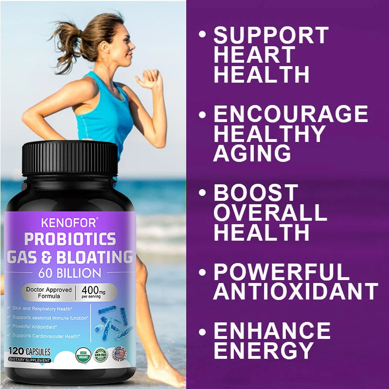 Probiotic Supplement 60 Billion CFU, Promotes Gut and Digestive Health, Supports Immune System, , Acidophilus Supplement