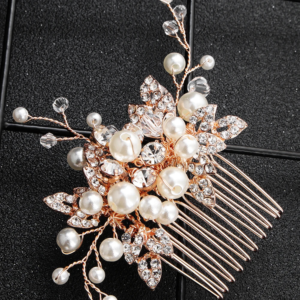 Luxury Pearl Rhinestone Classic Hair Comb Bridal Headdress Jewelry Party Dress Accessories For Women Wedding Hair Clips