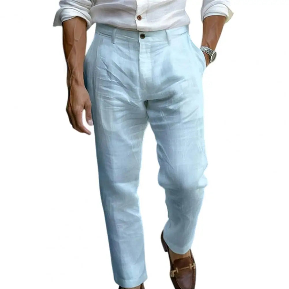 Suit Pants Men's Cotton Linen Pants Male Autumn New Breathable Solid Color Linen Trousers Streetwear