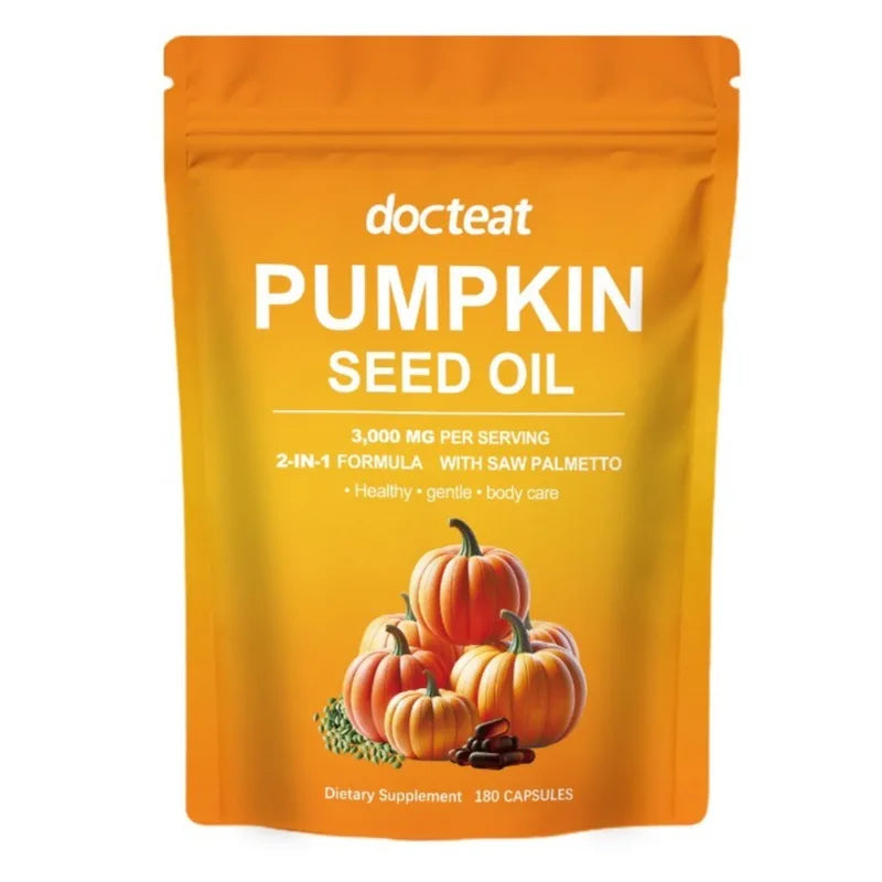 Pumpkin Seed Oil 3,000mg 2-in-1 Formula with Saw Palmetto Supports Gentle Body Care180 Capsules Dietary Supplement for Adults