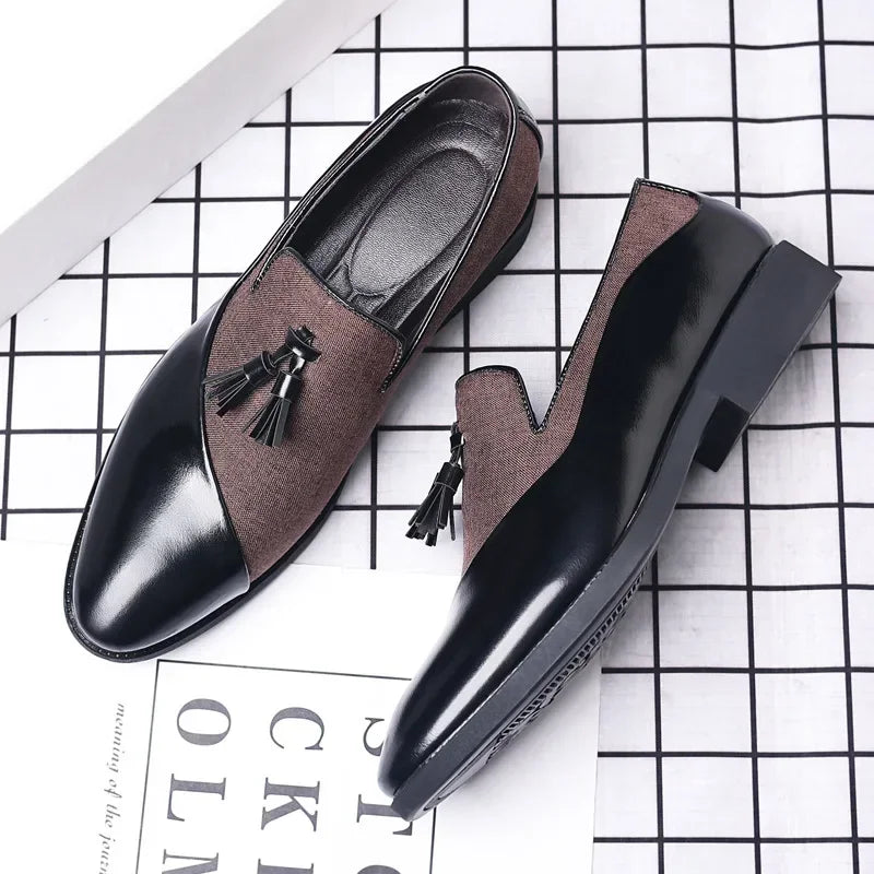 Mens Dress Shoes 2026 New Casual Leather Shoes Men Business Dress Leather Shoes Trend Versatile  Loafers  Pointed Toe Slip-On