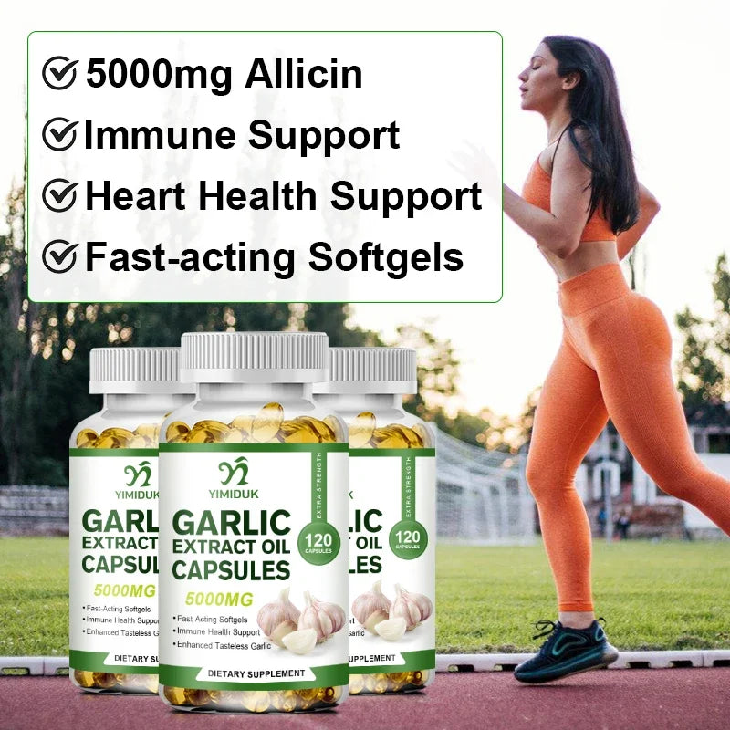 Buy 1 Get 1 Free! Garlic Extract Oil Capsules, Support Immune Boost, Heart Health & Detox, Aids Digestion & Circulation, Non-GMO