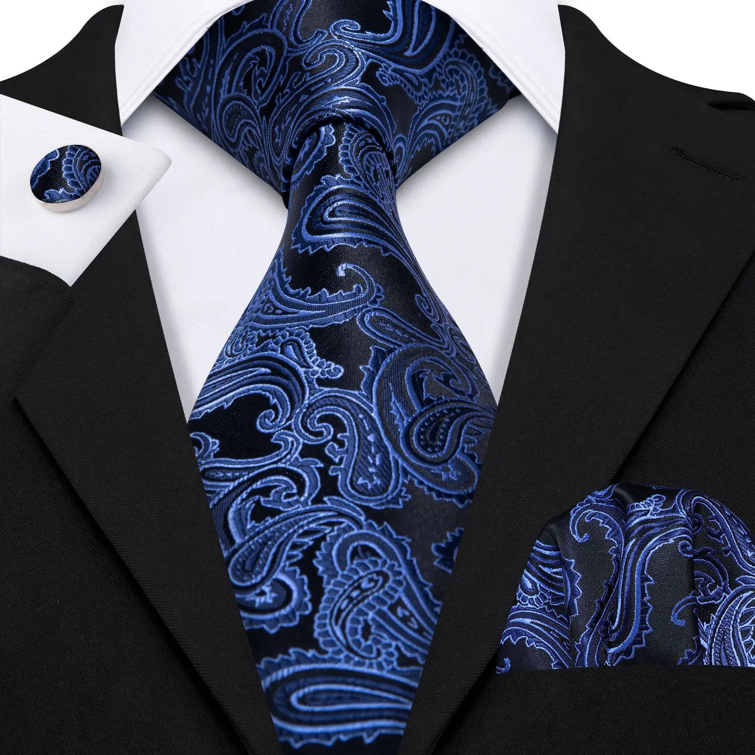 Hi-Tie Men's Ties Floral Paisley Handkerchief Cufflinks Tuxedo Accessories Classic Luxury Gift Ties For Party Dinner Wedding