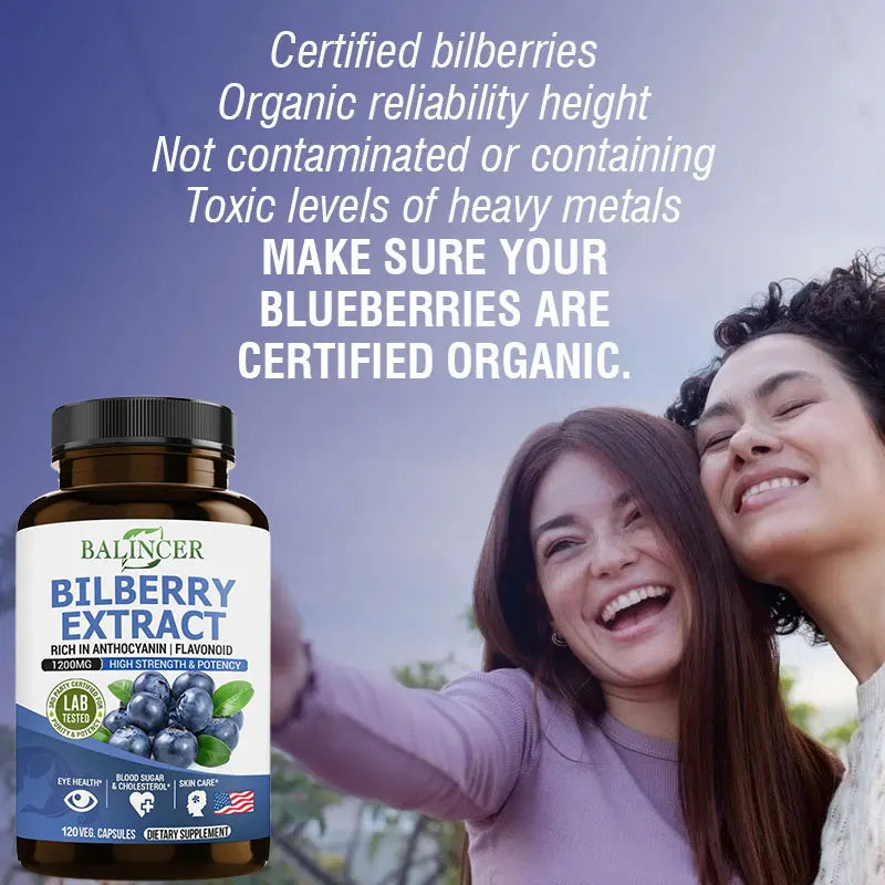 Bilberry Extract Supplements - Rich in Antioxidants, Promote Vision Health and Protect Eyes, Promote Brain Health