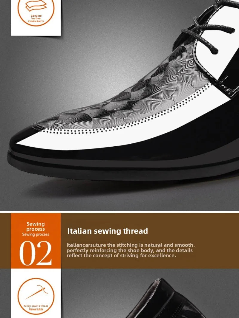 Italian Men's Leather Shoes Point Toe Business Dress Shoes Casual Office Shoe Lace Up Oxfords Luxury Wedding Party Shoes for Men