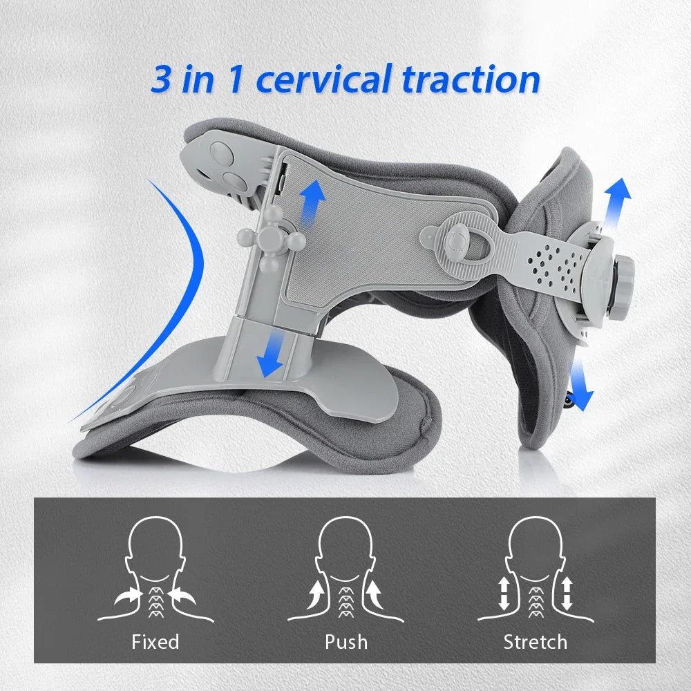 Medical Neck Traction Device Heating Cervical Collar Correction Kit Ergonomic Neck Retractor Cervical Collar Stretcher for Adult